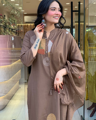 mal-cotton-kurti-pant-dupatta-with-front-pleated-work-color-brown-3