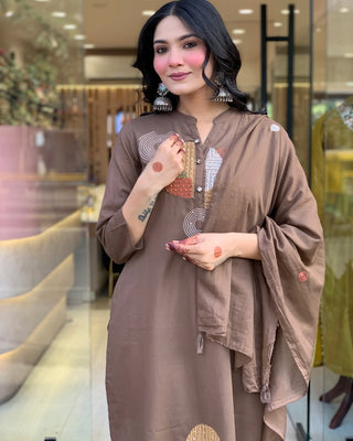 mal-cotton-kurti-pant-dupatta-with-front-pleated-work-color-brown-4