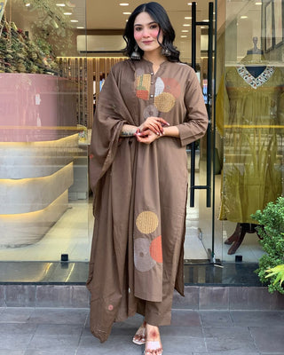 mal-cotton-kurti-pant-dupatta-with-front-pleated-work-color-brown-5