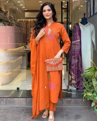 mal-cotton-kurti-pant-dupatta-with-front-pleated-work-color-orange-1