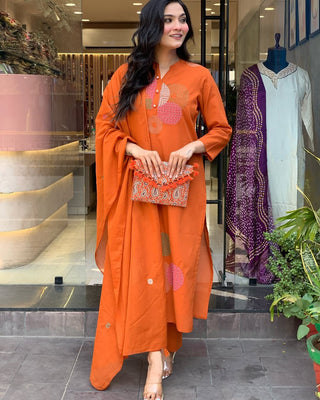 mal-cotton-kurti-pant-dupatta-with-front-pleated-work-color-orange-2