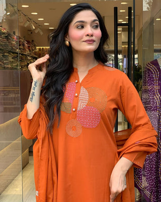 mal-cotton-kurti-pant-dupatta-with-front-pleated-work-color-orange-3