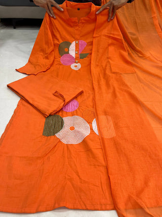mal-cotton-kurti-pant-dupatta-with-front-pleated-work-color-orange-5