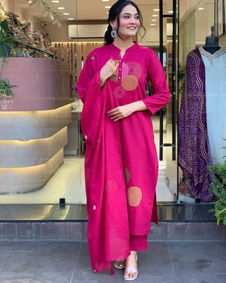 mal-cotton-kurti-pant-dupatta-with-front-pleated-work-color-rani-1