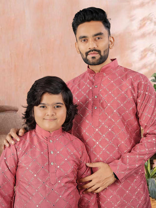 men-kids-combo-kurta-pyjama-set-heavy-soft-silk-with-silver-mate-sequence-embroidery-work-color-dirty-pink-2