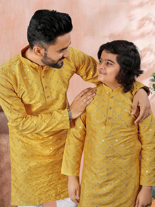 men-kids-combo-kurta-pyjama-set-heavy-soft-silk-with-silver-mate-sequence-embroidery-work-color-gold-2
