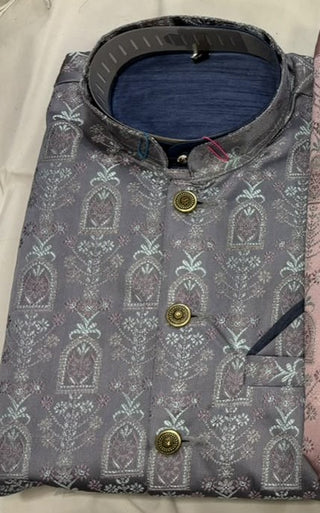 men-kurta-pyjama-koti-set-cotton-silk-jacquard-jari-work-color-black