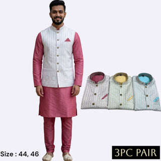 men-kurta-pyjama-koti-set-cotton-silk-jacquard-jari-work