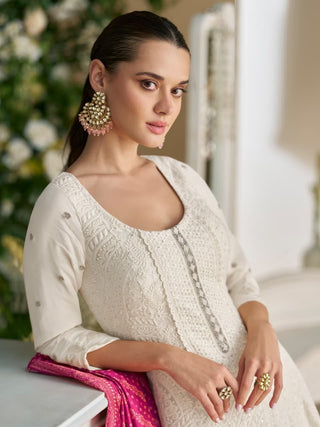 VARMAN DESIGNER FAUX GEORGETTE FABRIC WITH SEQUIN AND CHIKU THREAD WORK  FOR WOMEN READY TO WEAR FULLY STITCHED ID : 10443900518682