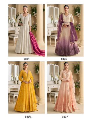 VARMAN DESIGNER FAUX GEORGETTE FABRIC WITH SEQUIN AND CHIKU THREAD WORK  FOR WOMEN READY TO WEAR FULLY STITCHED ID : 10443900518682