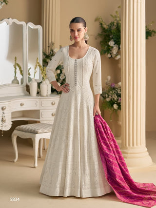 VARMAN DESIGNER FAUX GEORGETTE FABRIC WITH SEQUIN AND CHIKU THREAD WORK  FOR WOMEN READY TO WEAR FULLY STITCHED ID : 10443900518682