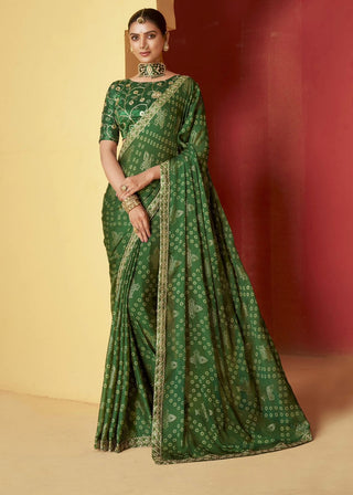 moss-silk-foil-print-coding-saree-color-bottle-green-1