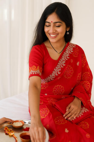mulmul-chinnon-saree-print-heavy-embroidery-work-color-red-0