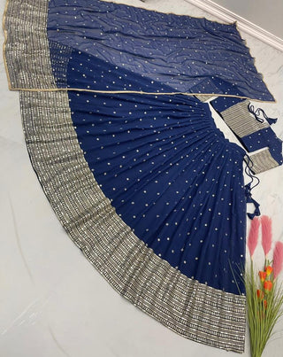 New Designer Lehenga Choli - Pure Faux Georgette With Heavy Embroidery(BLUE COLOR LEHENGA)