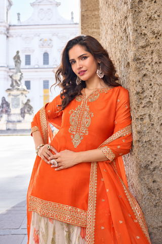 VARMAN DESIGNER SALWAR KAMEEZ FOR WOMEN READT TO WEAR CHINON SILK EMBROIDERY WITH LAZE WORK FULLY STITCHED ID : 10435352330522