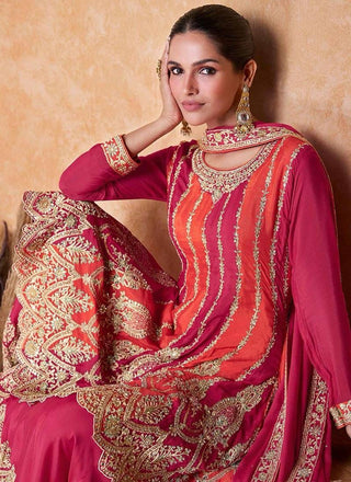premium-chinon-kurti-sharara-dupatta-set-with-sequins-embroidery-work-color-red-orange-3
