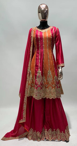 premium-chinon-kurti-sharara-dupatta-set-with-sequins-embroidery-work-color-red-orange-5