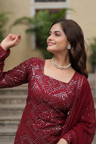 premium-faux-georgette-kurti-sharara-dupatta-set-with-sequins-thread-embroidery-work-color-maroon-6