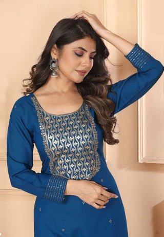 premium-riyon-kurti-pant-dupatta-set-sequence-embroidery-work-color-blue-3