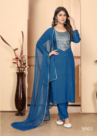 premium-riyon-kurti-pant-dupatta-set-sequence-embroidery-work-color-blue-4