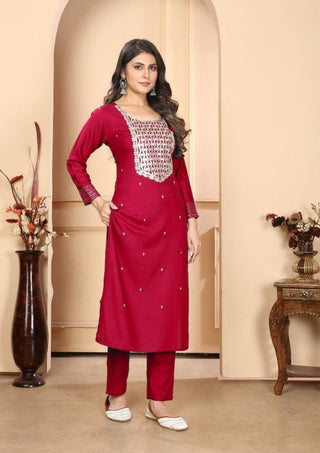 premium-riyon-kurti-pant-dupatta-set-sequence-embroidery-work-color-maroon-4