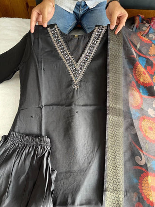 premium-roman-silk-kurti-pant-dupatta-set-embroidery-zari-print-work-color-black-2