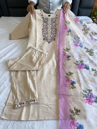 premium-roman-silk-kurti-pant-dupatta-set-embroidery-zari-print-work-color-cream-1