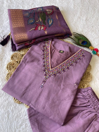 premium-roman-silk-kurti-pant-dupatta-set-embroidery-zari-print-work-color-faded-purple-3