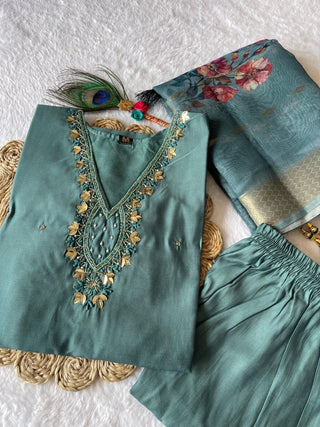 premium-roman-silk-kurti-pant-dupatta-set-embroidery-zari-print-work-color-lunar-green-3