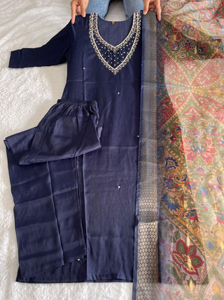 premium-roman-silk-kurti-pant-dupatta-set-embroidery-zari-print-work-color-navy-blue-1