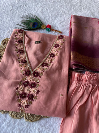 premium-roman-silk-kurti-pant-dupatta-set-embroidery-zari-print-work-color-old-pink-3