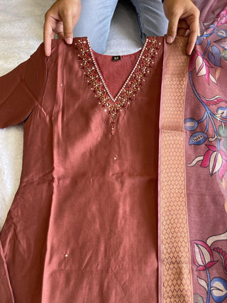 premium-roman-silk-kurti-pant-dupatta-set-embroidery-zari-print-work-color-peanut-2