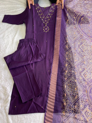 premium-roman-silk-kurti-pant-dupatta-set-embroidery-zari-print-work-color-plum-purple-1