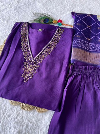 premium-roman-silk-kurti-pant-dupatta-set-embroidery-zari-print-work-color-purple-haze-3