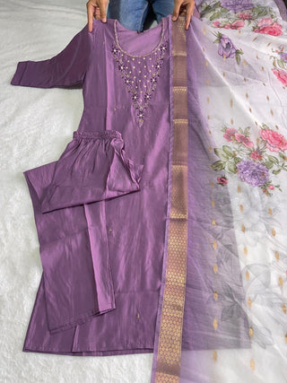 premium-roman-silk-kurti-pant-dupatta-set-embroidery-zari-print-work-color-purple-taupe-1