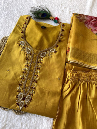 premium-roman-silk-kurti-pant-dupatta-set-embroidery-zari-print-work-color-reef-gold-3