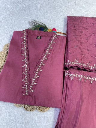 premium-roman-silk-kurti-pant-dupatta-set-embroidery-zari-print-work-color-tulip-pink-3