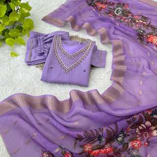 premium-roman-silk-kurti-pant-dupatta-set-hand-sequence-print-work-color-purple-4