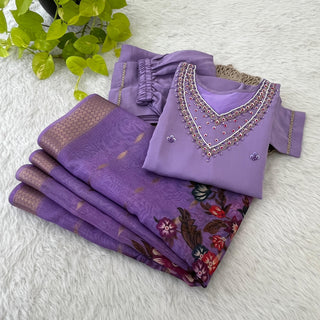 premium-roman-silk-kurti-pant-dupatta-set-hand-sequence-print-work-color-purple-5