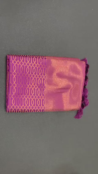  Pink  Color kubera Pattu Kanjivaram Silk With Copper zari Saree