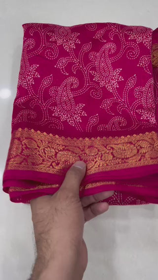 Pink Soft Tussar Silk Saree  With Weaved Zari Border