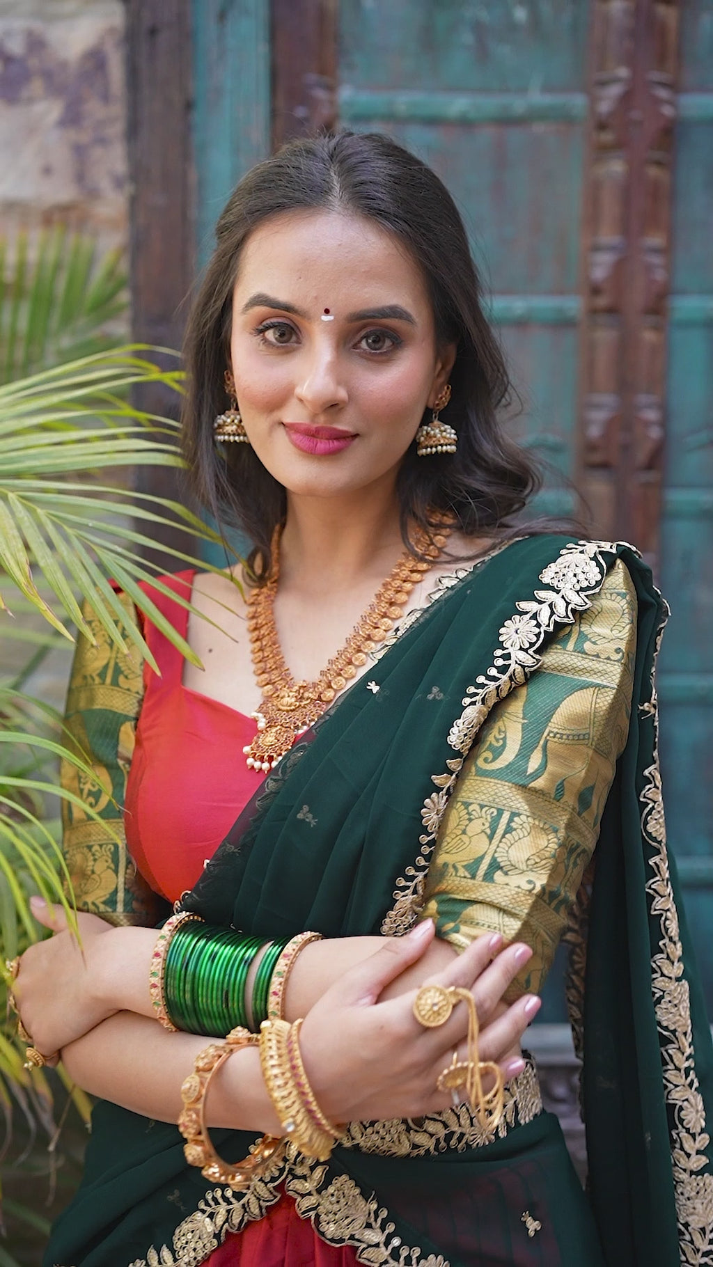 lehenga-choli-dupatta-set-narayan-pattu-zari-weaving-sequence-embroidery-work-color-maroon-green-4