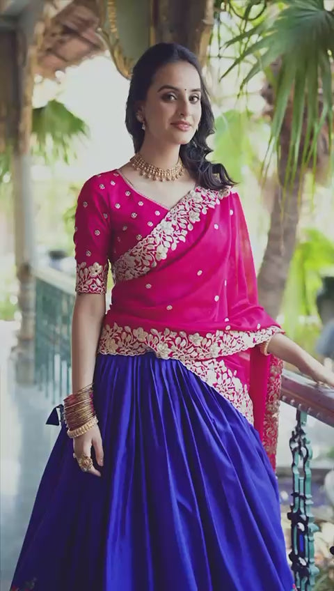 lehenga-choli-dupatta-set-tussar-silk-foil-print-sequins-thread-embroidery-work-4