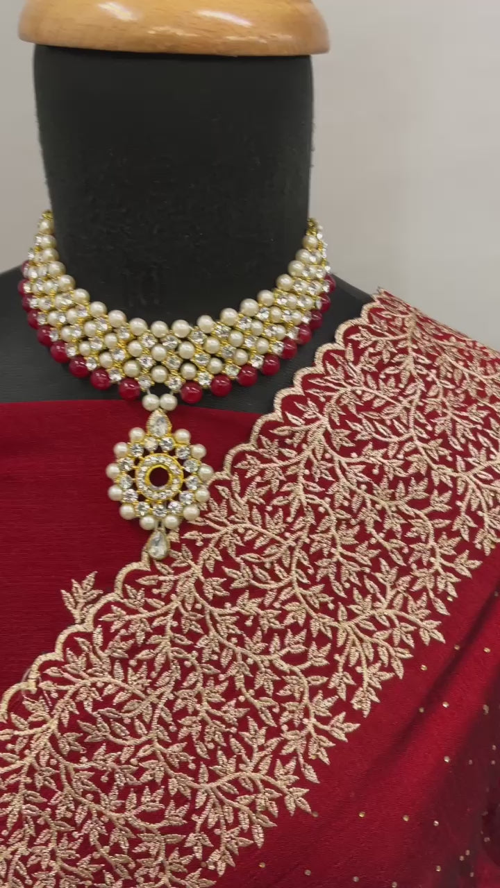vichitra-silk-saree-blouse-with-zari-stone-embroidery-work