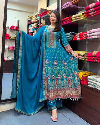 pure-chinon-gown-plazzo-dupatta-with-print-mirror-hand-work-color-blue-2