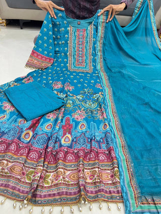 pure-chinon-gown-plazzo-dupatta-with-print-mirror-hand-work-color-blue-4