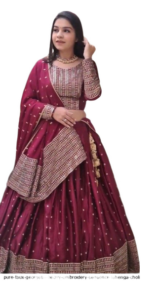 Varman Indian Lehenga for Girls Ready to Wear Designer Lehenga Choli  Georgette Embroidery, Sequins Work Maroon Color  Fully Stitched Blouse, Listing ID: 698766821