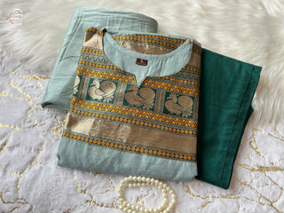 pure-kanchi-cotton-kurti-pant-dupatta-suit-set-print-hand-zari-weaving-work-color-green-4