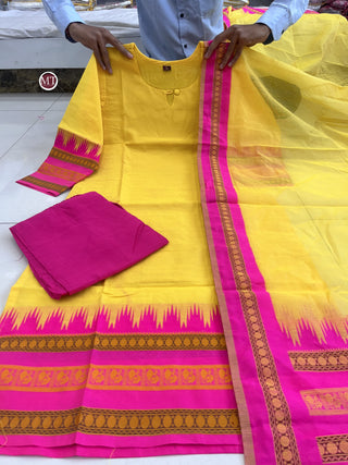 pure-kanchi-cotton-kurti-pant-dupatta-suit-set-print-hand-zari-weaving-work-color-yellow-5