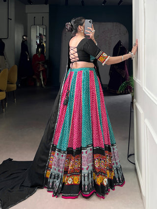 pure-rayon-lehenga-choli-dupatta-batwa-set-with-bandhej-ajarakh-paper-mirror-gamthi-work-lace-touch-up-color-cyan-magenta-2
